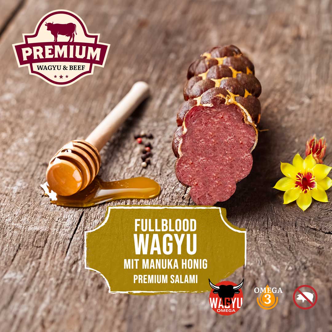 Premium Salami – Fullblood Wagyu mit Manuka Honig – 100% Wagyu Rindfleisch