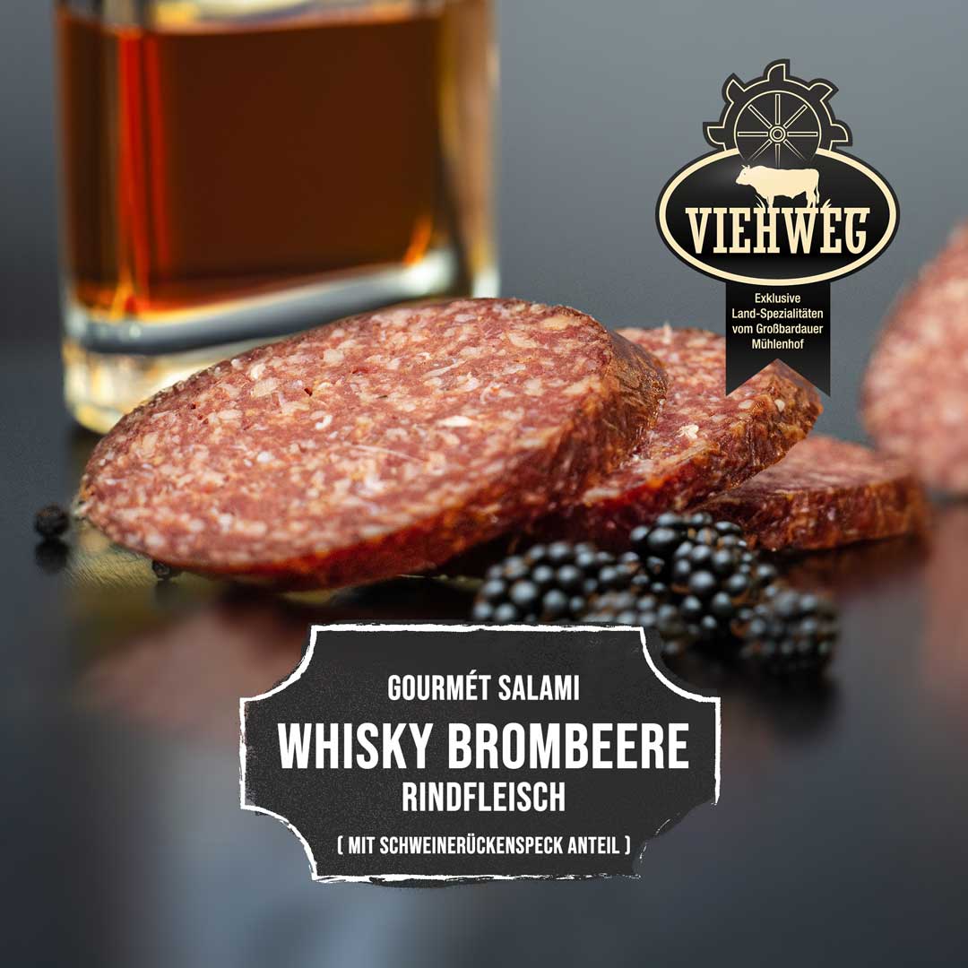 Rindfleisch Salami Whisky Brombeere