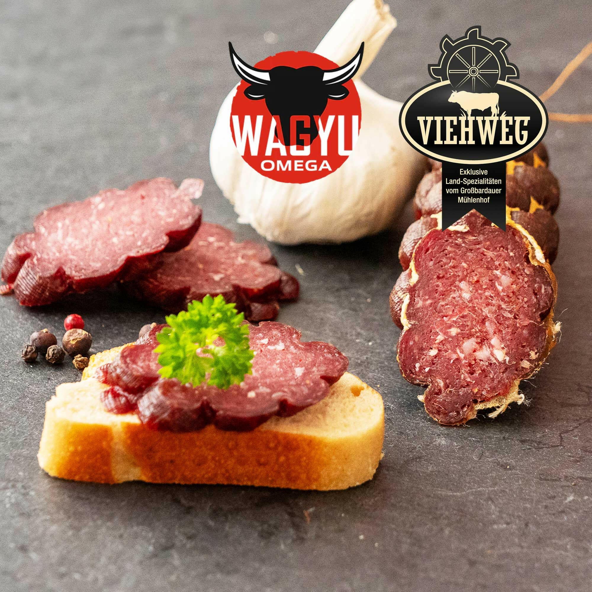 Gourmét Knoblauch Salami - Fullblood Wagyu – 100% Wagyu Rindfleisch