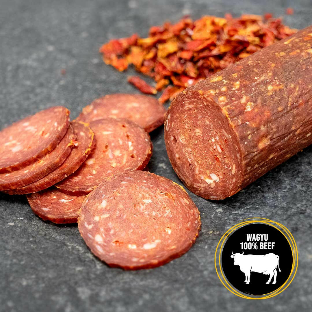 Gourmét Salami – Wagyu 100% Rindfleisch - Chorizo mit Paprika und Knoblauch