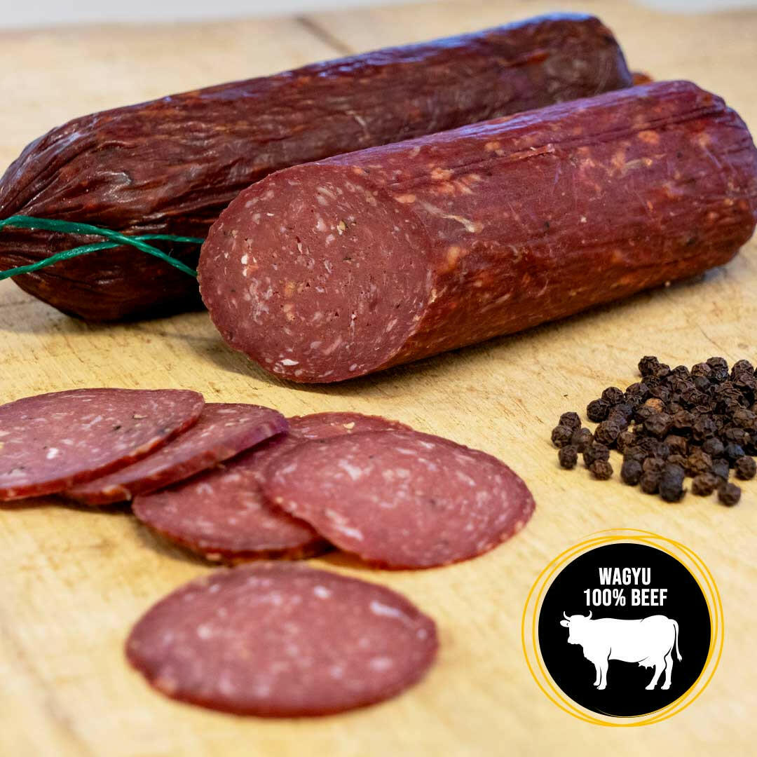 Gourmét Salami – Wagyu 100% Rindfleisch - mit Portwein und Tellicherry Pfeffer