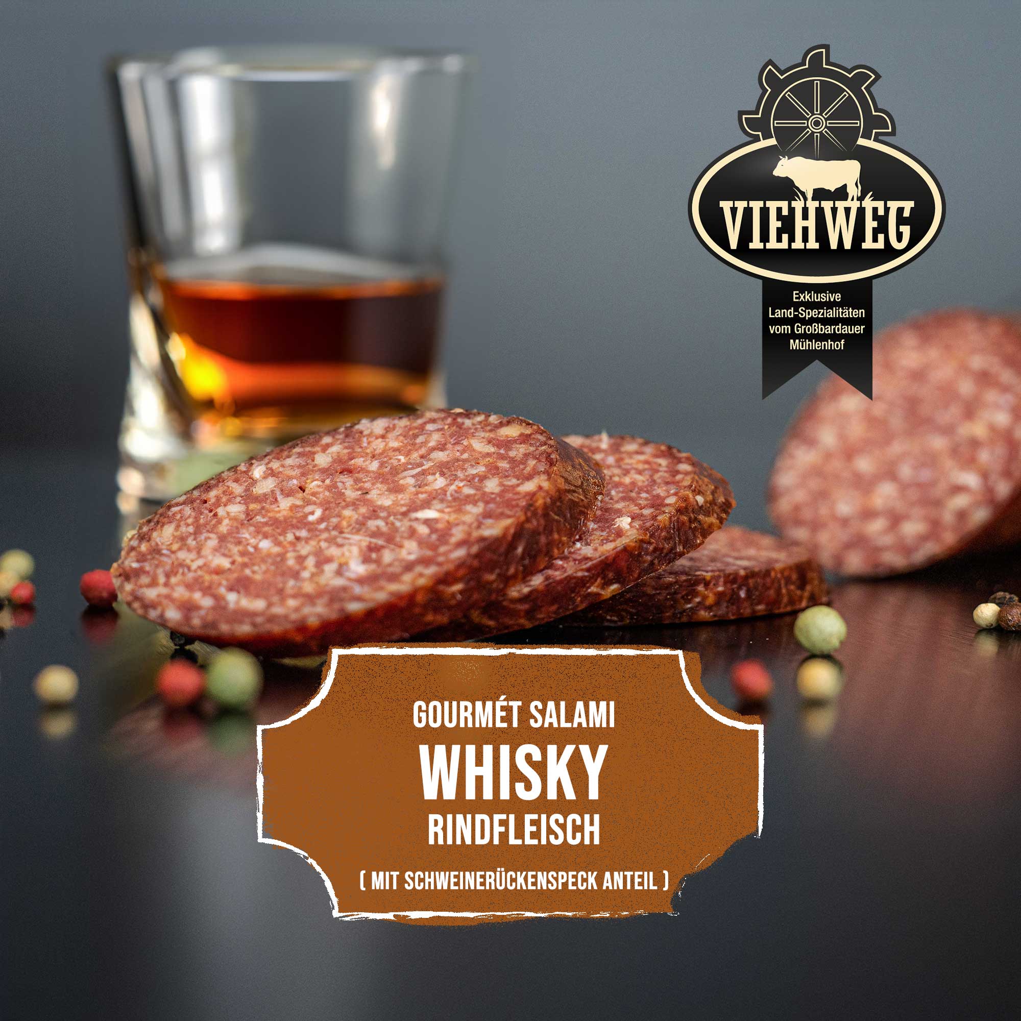 Rindfleisch Salami Whisky - Viehweg Spezialitäten - wagyubeef24.com