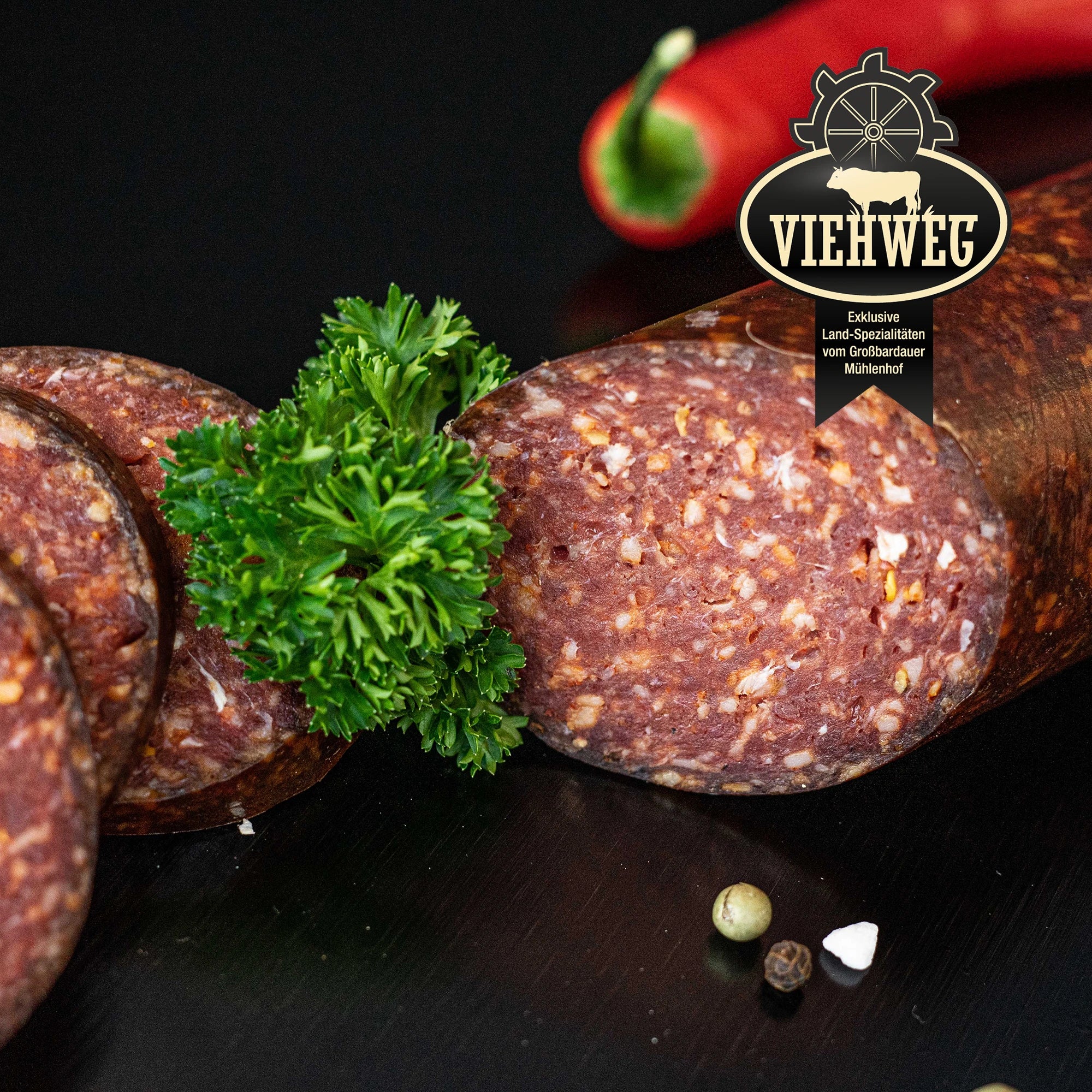 Gourmét-Salami nach Ungarische Art- Rindfleisch ( mit Schweinerückenspeck Anteil )