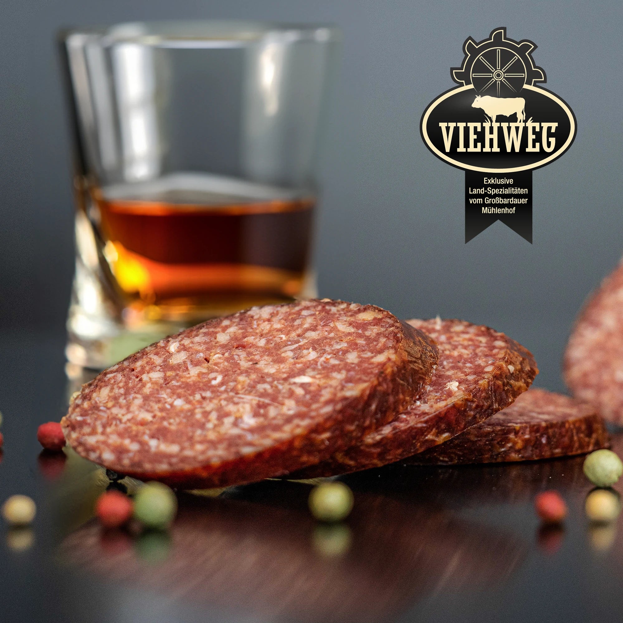 Whiskey Gourmét beef salami (with pork back fat portion)